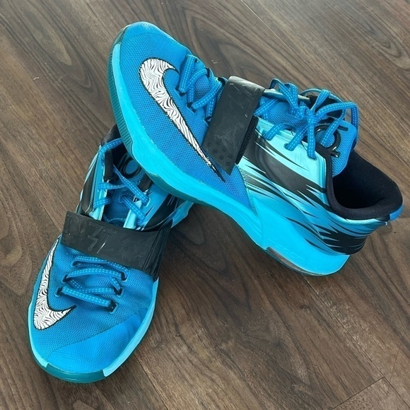 NEW Nike KD 7 Mens 10 Blue Clearwater Low Top Basketball Shoes Sneakers - Picture 2 of 11